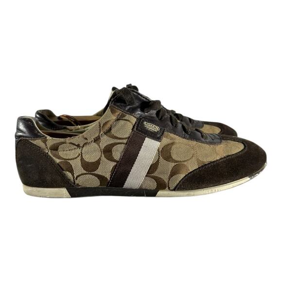 Coach Shoes - Coach Joss Sneakers Lace Up Signature Canvas Suede Brown Tan Size 11M Women’s